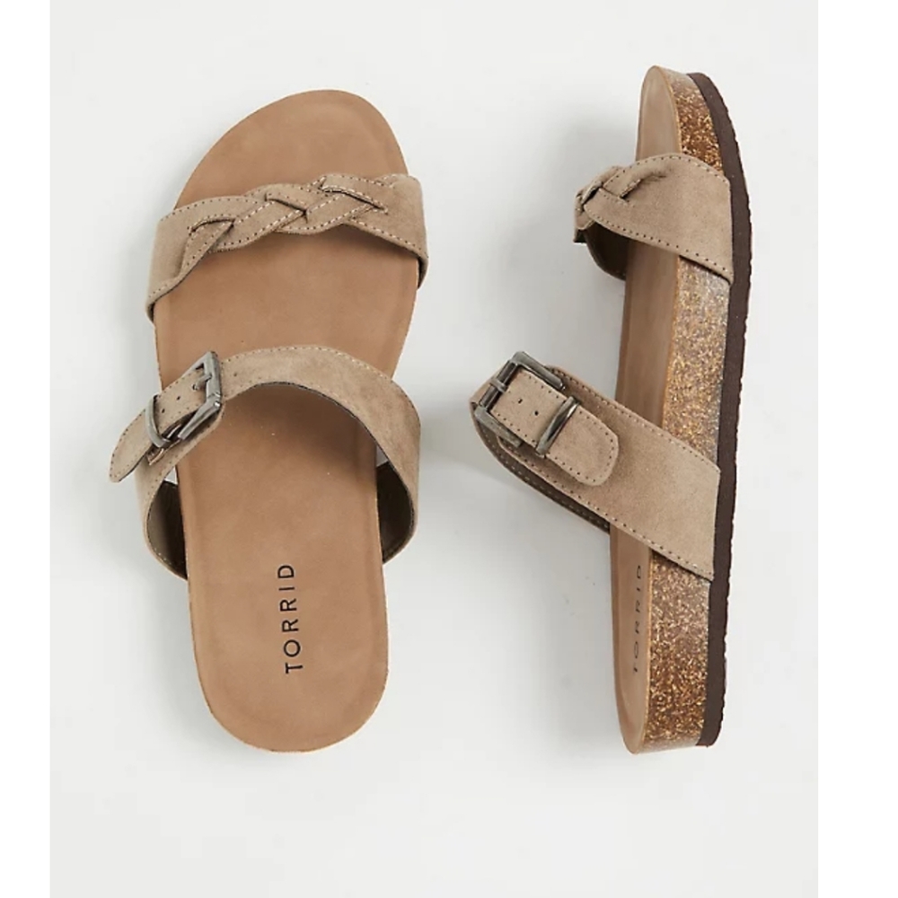 NWOT 12W beige Torrid cork slide on sandals